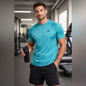 Russell Athletic Dri-Power Training Fit Teal Performance Tee Size Medium